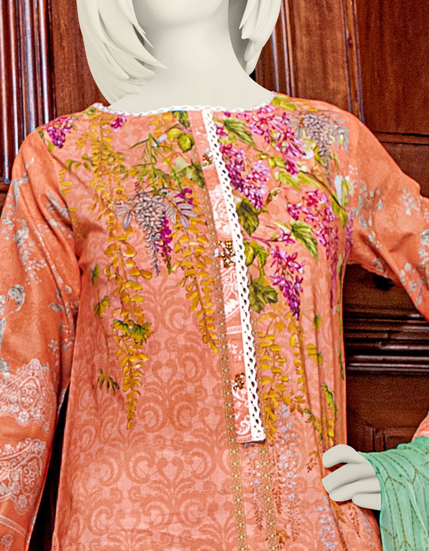 PEACH LAWN 2PC UNSTITCHED | JLAWN-S-JDS-US-21-1062 YALINA - Image 2