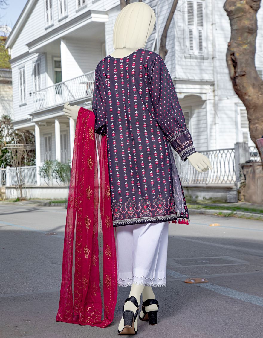BLACK LAWN 2PC UNSTITCHED | JLAWN-S-JDS-US-21-1064 MARORI - Image 3
