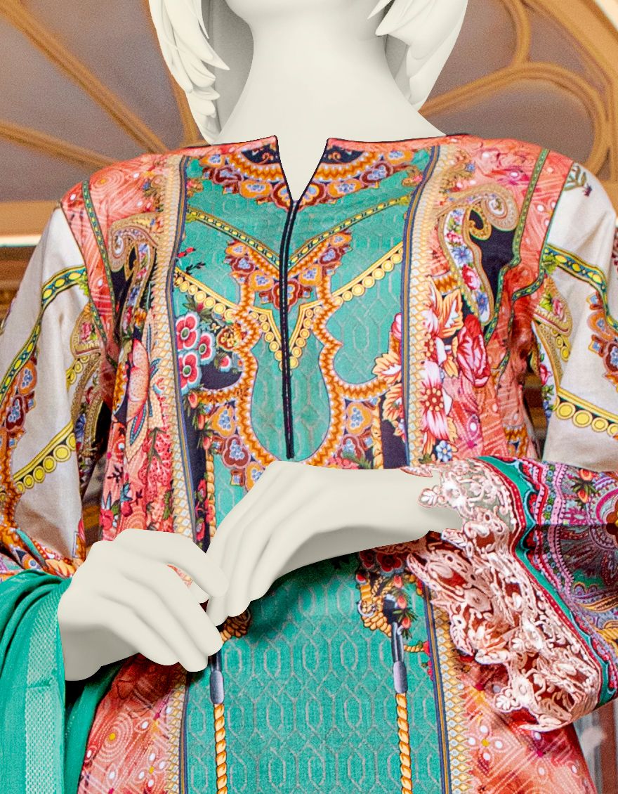 MULTICOLOR LAWN 2PC UNSTITCHED | JLAWN-S-JDS-US-21-1066 FLOOK FIST - Image 2