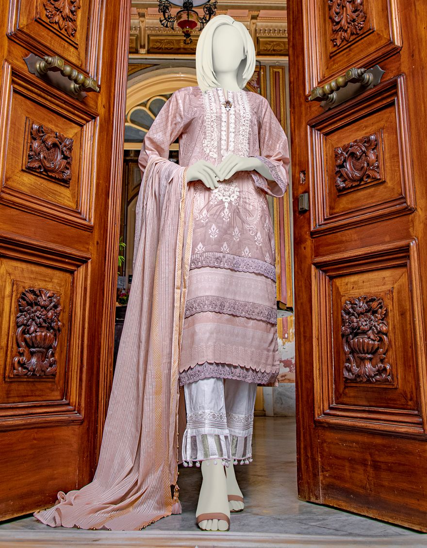 BEIGE LAWN 2PC UNSTITCHED | JLAWN-S-JDS-US-21-1068 ROSE LIME - Image 3