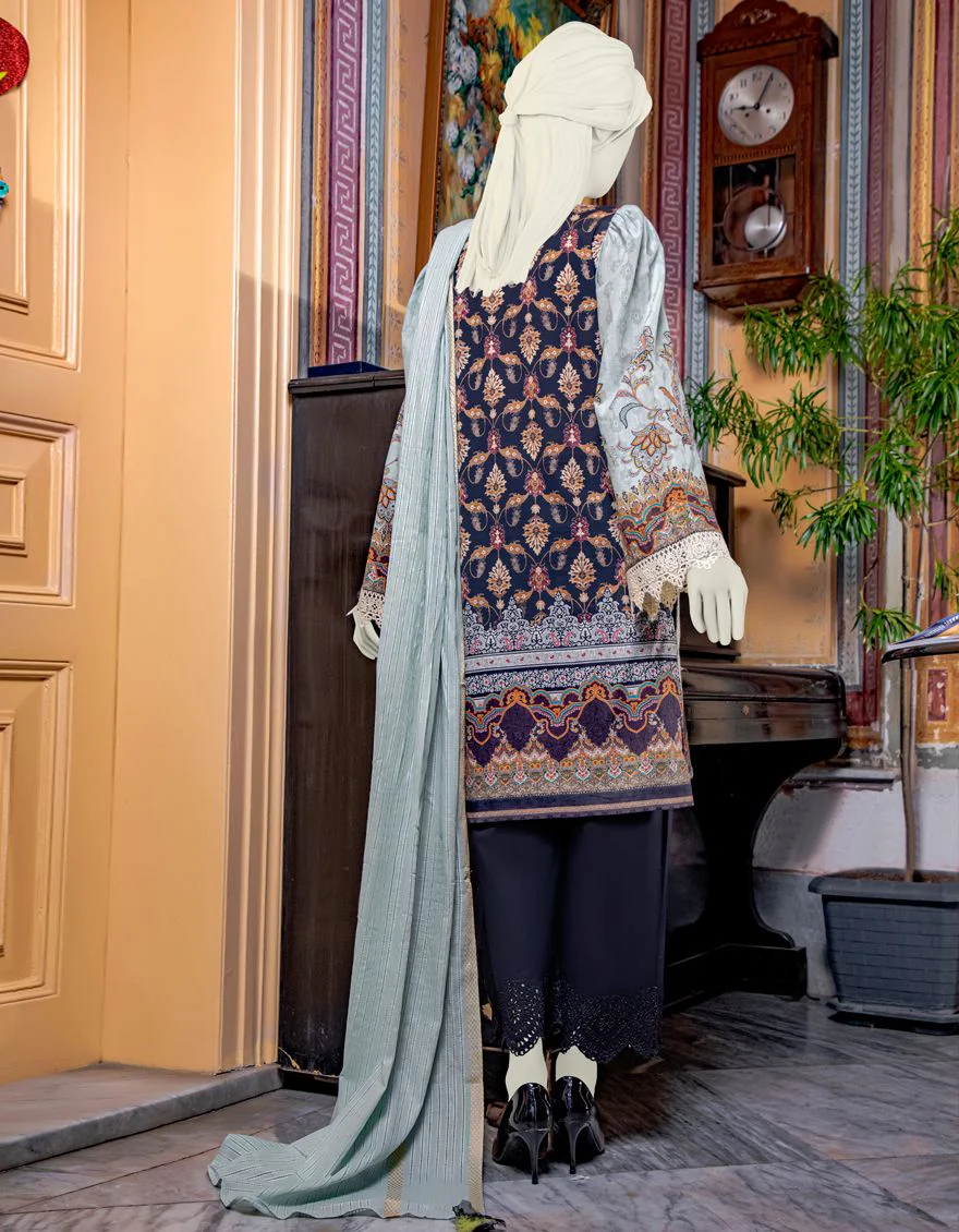 GREY LAWN 2PC UNSTITCHED | JLAWN-S-JDS-US-21-1069 DARK AZUL - Image 3