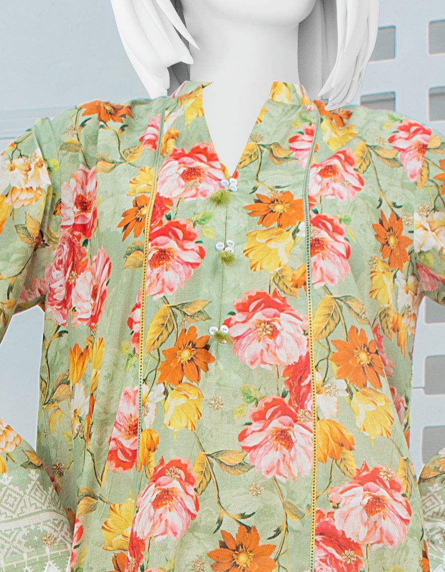 GREEN LAWN 2PC UNSTITCHED | JLAWN-S-JDS-US-21-1070 ALIKA - Image 2