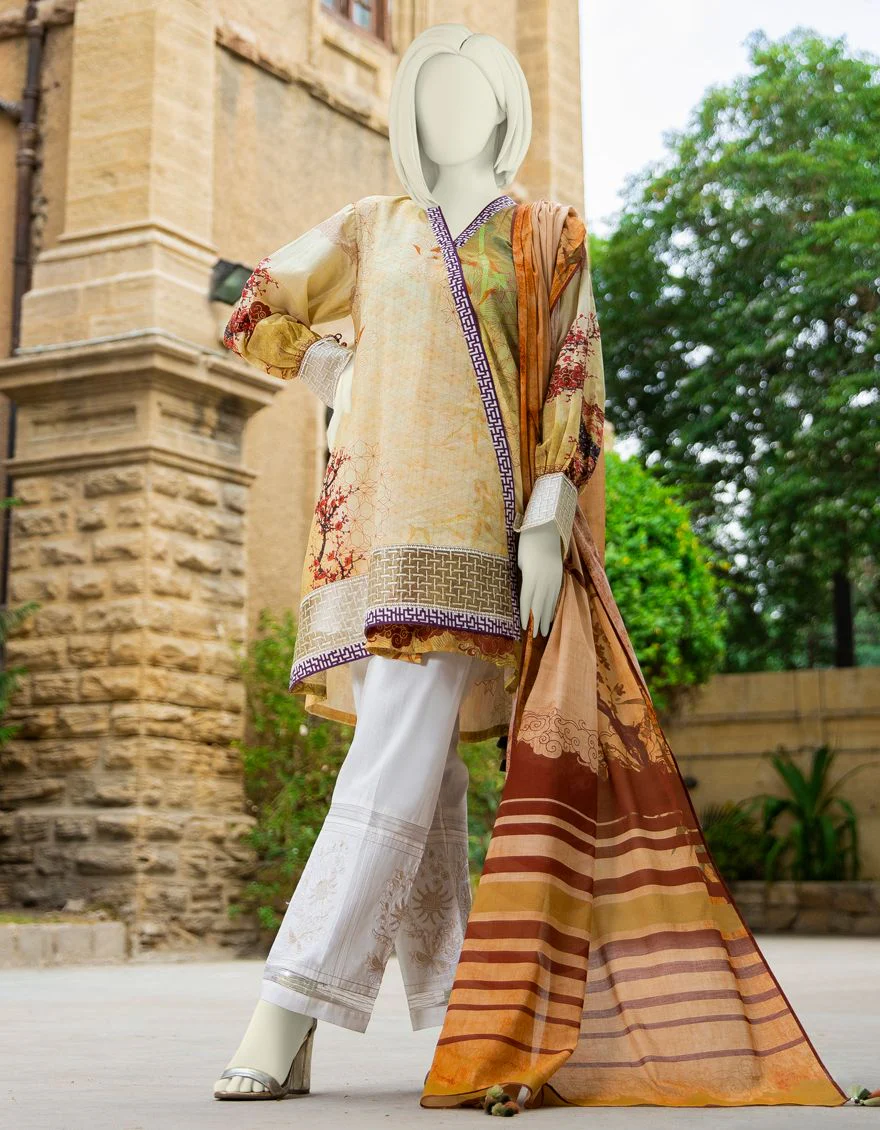 MULTICOLOR LAWN 2PC UNSTITCHED | JLAWN-S-JDS-US-21-1077 CHINESE