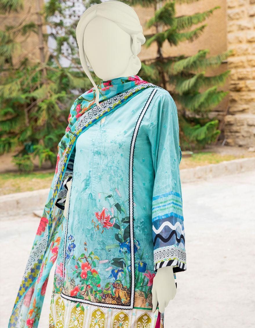 LIGHT FEROZI LAWN 2PC UNSTITCHED | JLAWN-S-JDS-US-21-1078 PULPY - Image 2