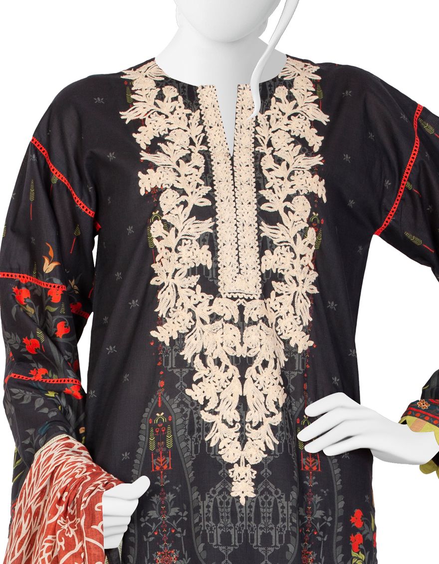 BLACK LAWN 2PC UNSTITCHED | JLAWN-S-JDS-US-21-1086 IRTIQA - Image 2