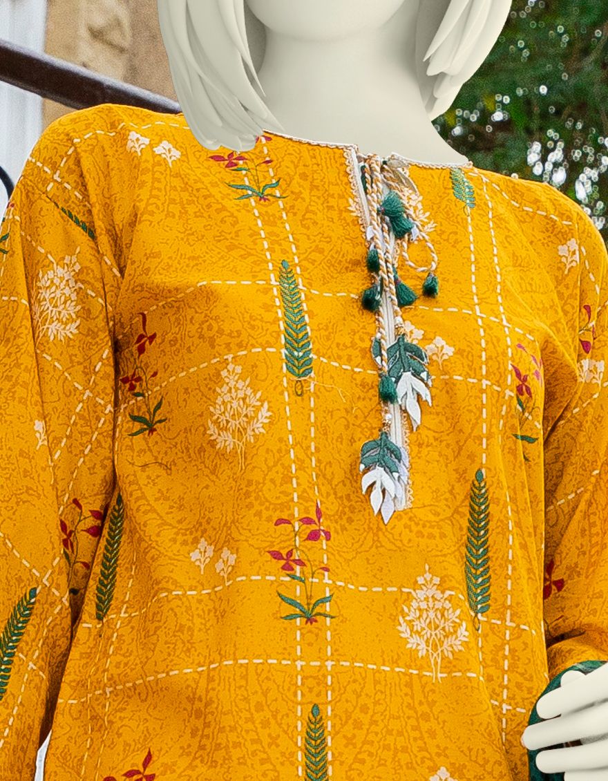 YELLOW LAWN 2PC UNSTITCHED | JLAWN-S-JDS-US-21-1087 MAH-E-NOOR - Image 3
