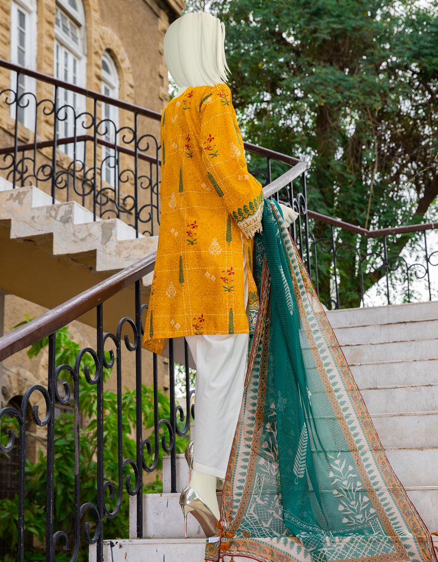 YELLOW LAWN 2PC UNSTITCHED | JLAWN-S-JDS-US-21-1087 MAH-E-NOOR - Image 4