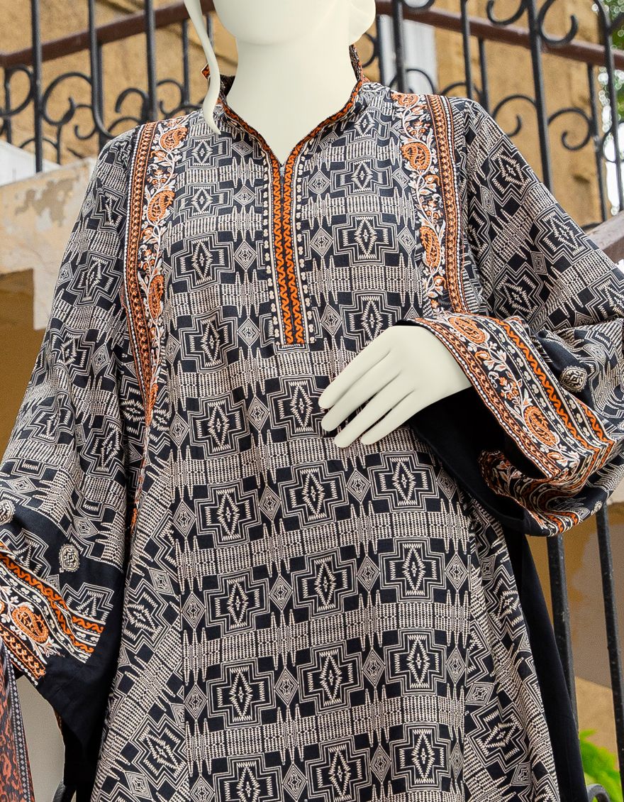 BLACK LAWN 2PC UNSTITCHED | JLAWN-S-JDS-US-21-1088 SANSKRITI - Image 3