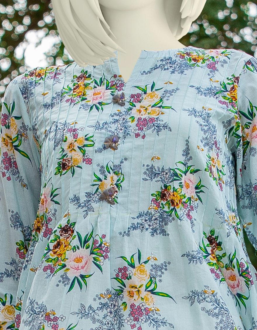 STEEL BLUE LAWN 2PC UNSTITCHED | JLAWN-S-JDS-US-21-1090 DESERT ROSE - Image 2