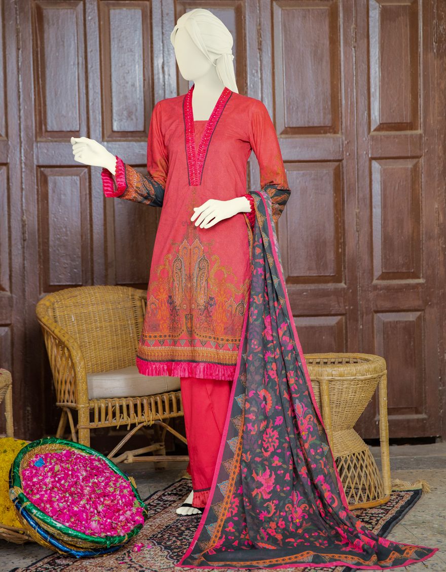 RED LAWN 2PC UNSTITCHED | JLAWN-S-JDS-US-21-1093/B KANI