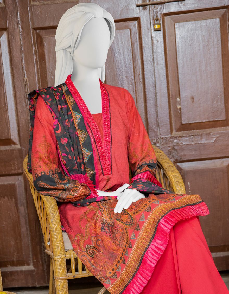 RED LAWN 2PC UNSTITCHED | JLAWN-S-JDS-US-21-1093/B KANI - Image 2