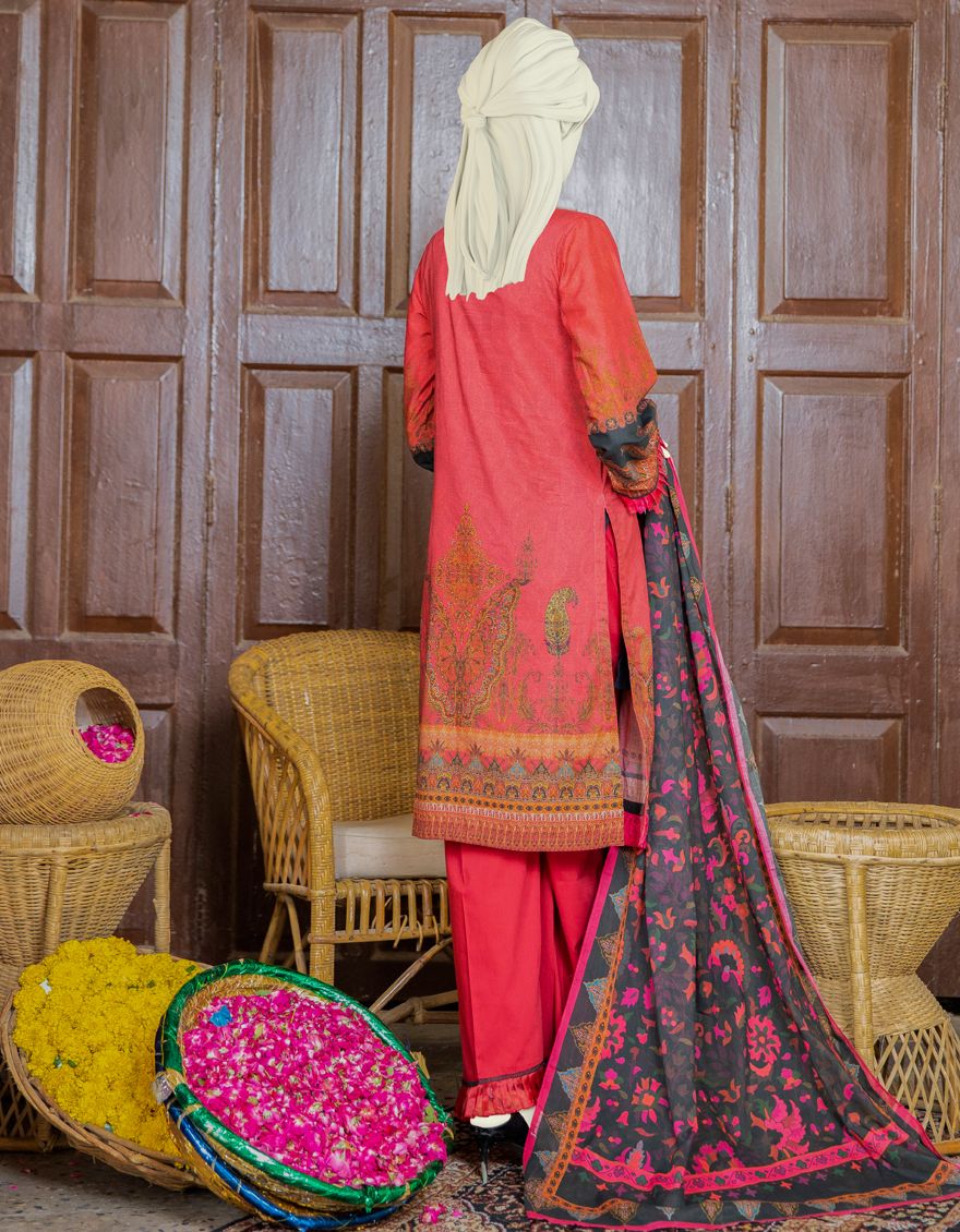 RED LAWN 2PC UNSTITCHED | JLAWN-S-JDS-US-21-1093/B KANI - Image 3