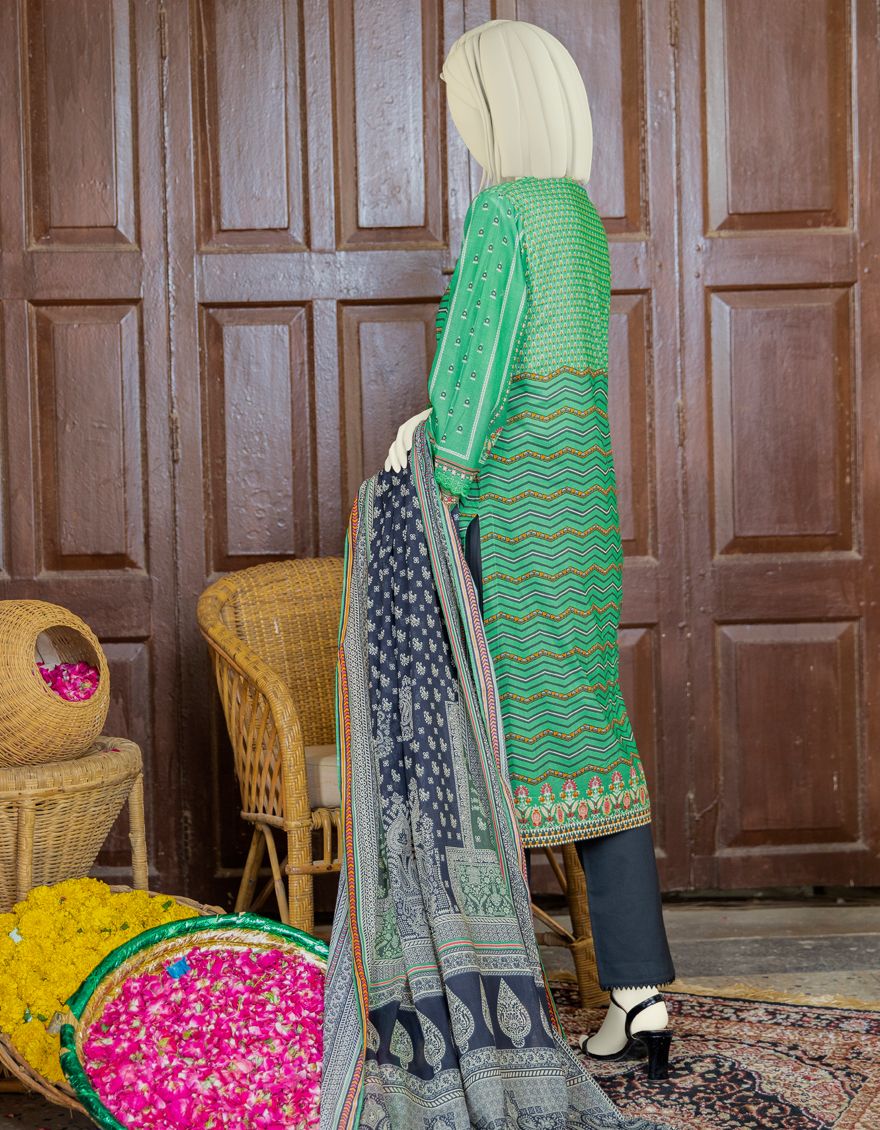 GREEN LAWN 2PC UNSTITCHED | JLAWN-S-JDS-US-21-1094/A RIBBON - Image 3