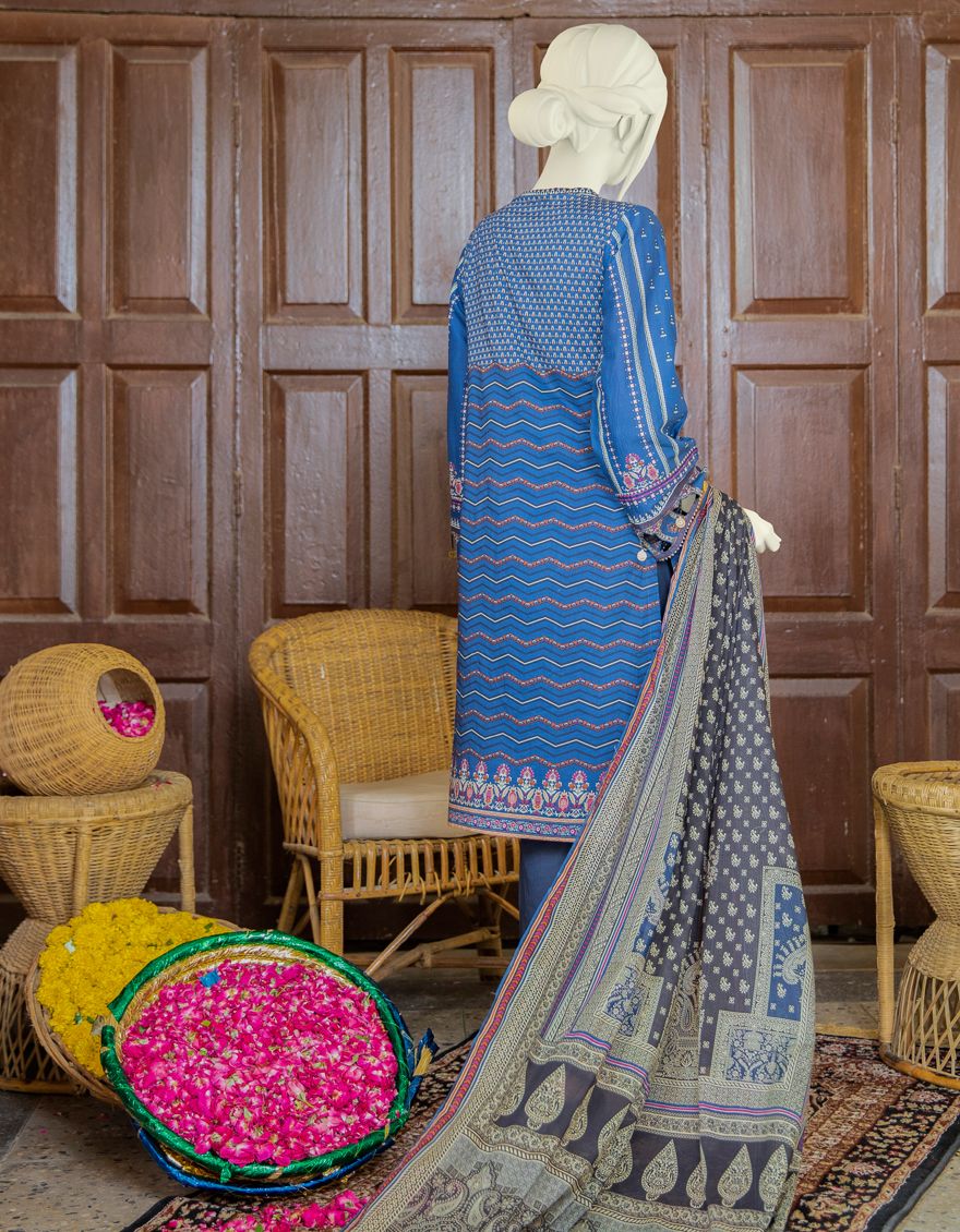 BLUE LAWN 2PC UNSTITCHED | JLAWN-S-JDS-US-21-1094/B RIBBON - Image 2
