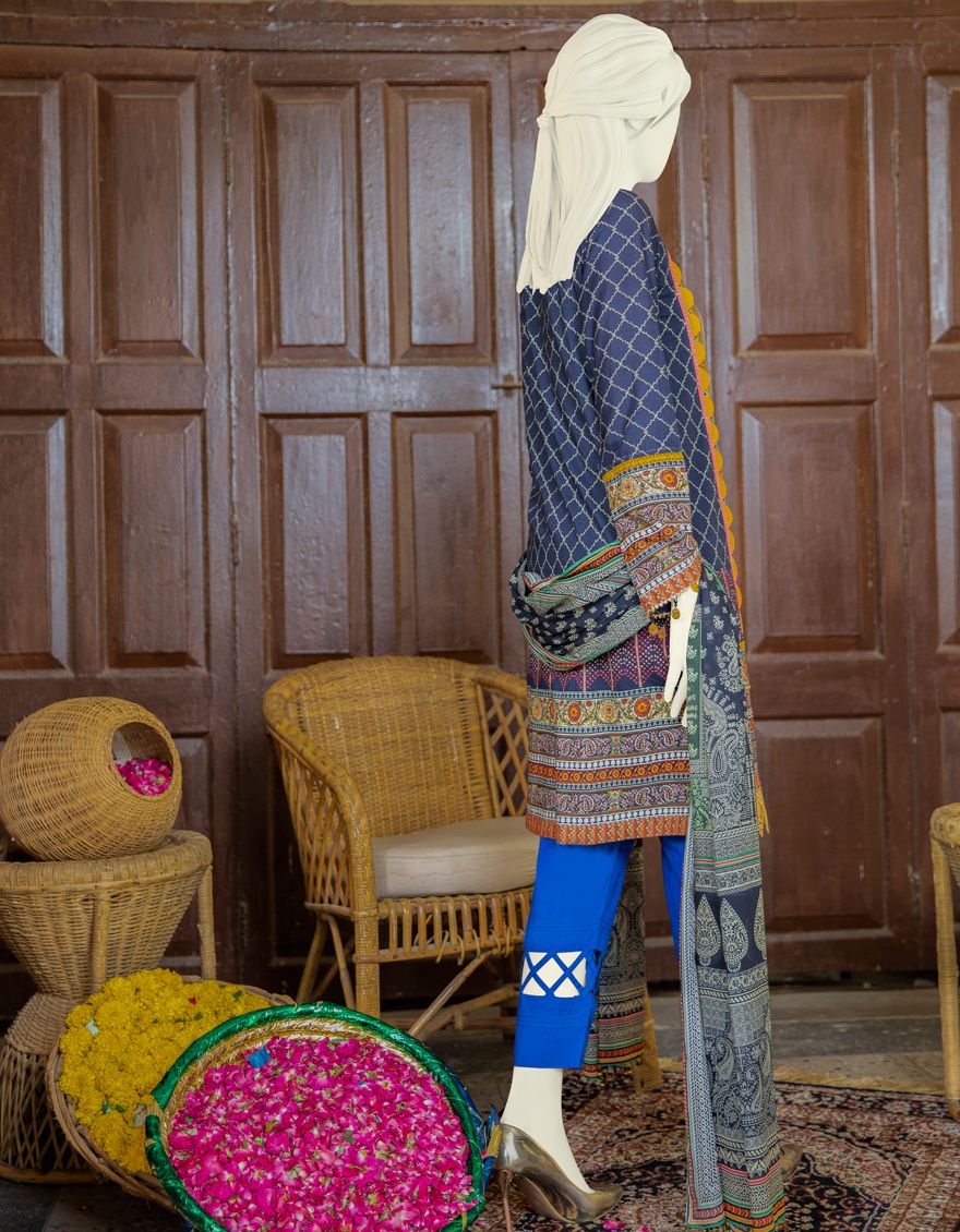 NAVY BLUE LAWN 2PC UNSTITCHED | JLAWN-S-JDS-US-21-1095/A KASHI - Image 2