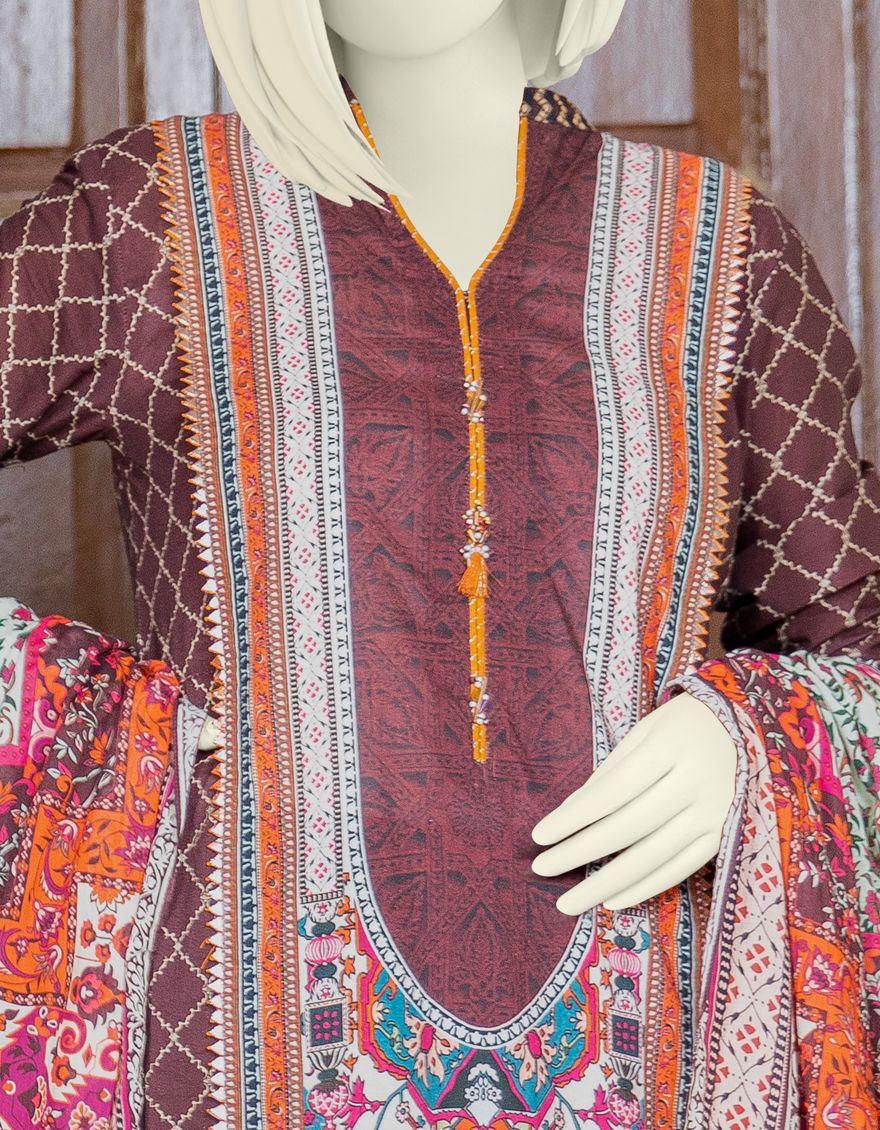 BROWN LAWN 2PC UNSTITCHED | JLAWN-S-JDS-US-21-1095/B KASHI - Image 2