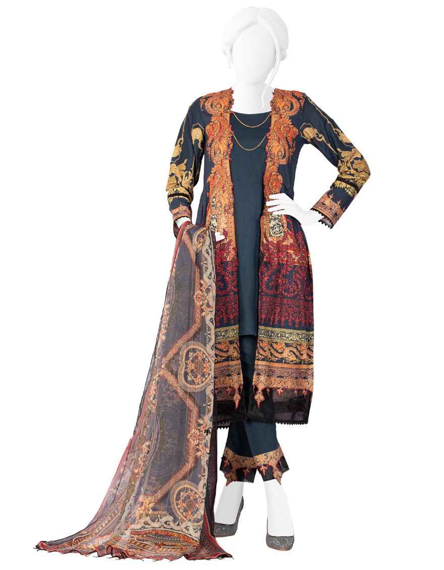 NAVY BLUE LAWN 2PC UNSTITCHED | JLAWN-S-JDS-US-21-1096/A EMERALD GREEN - Image 2