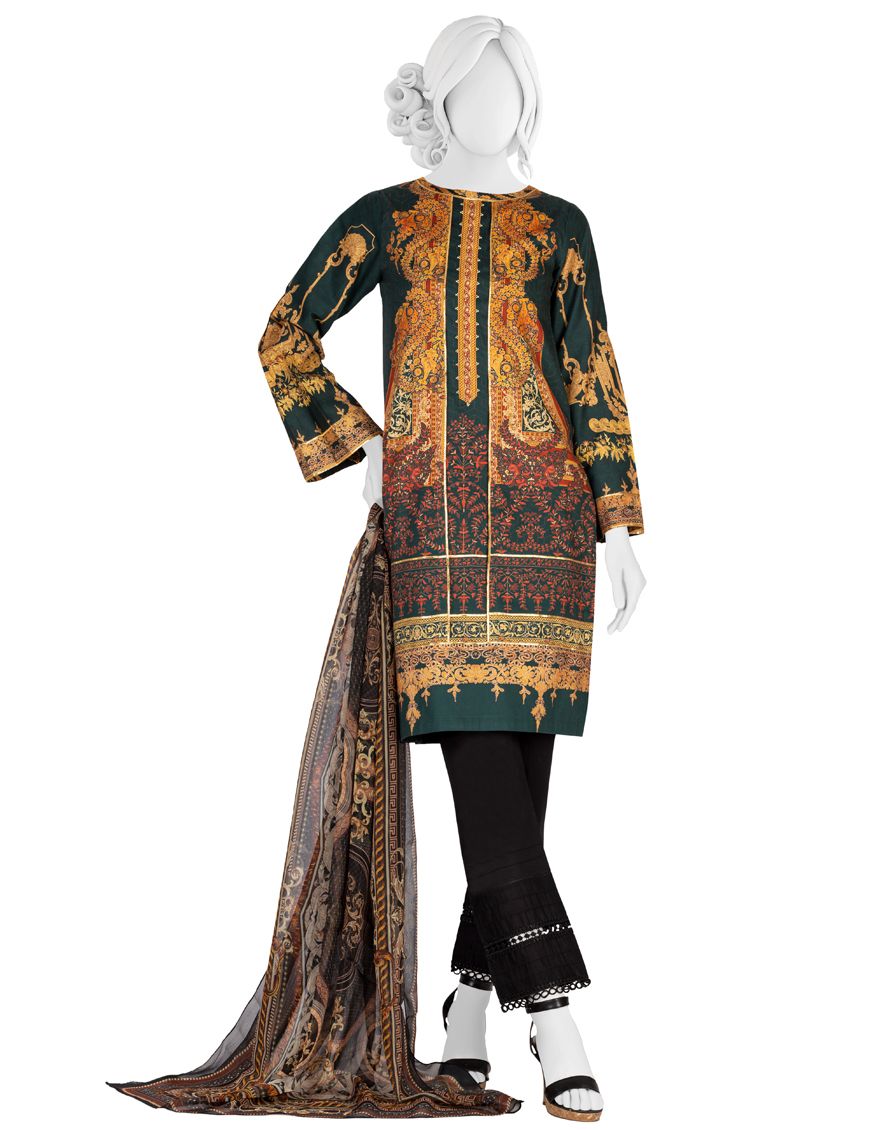 GREEN LAWN 2PC UNSTITCHED | JLAWN-S-JDS-US-21-1096/B EMERALD GREEN - Image 2