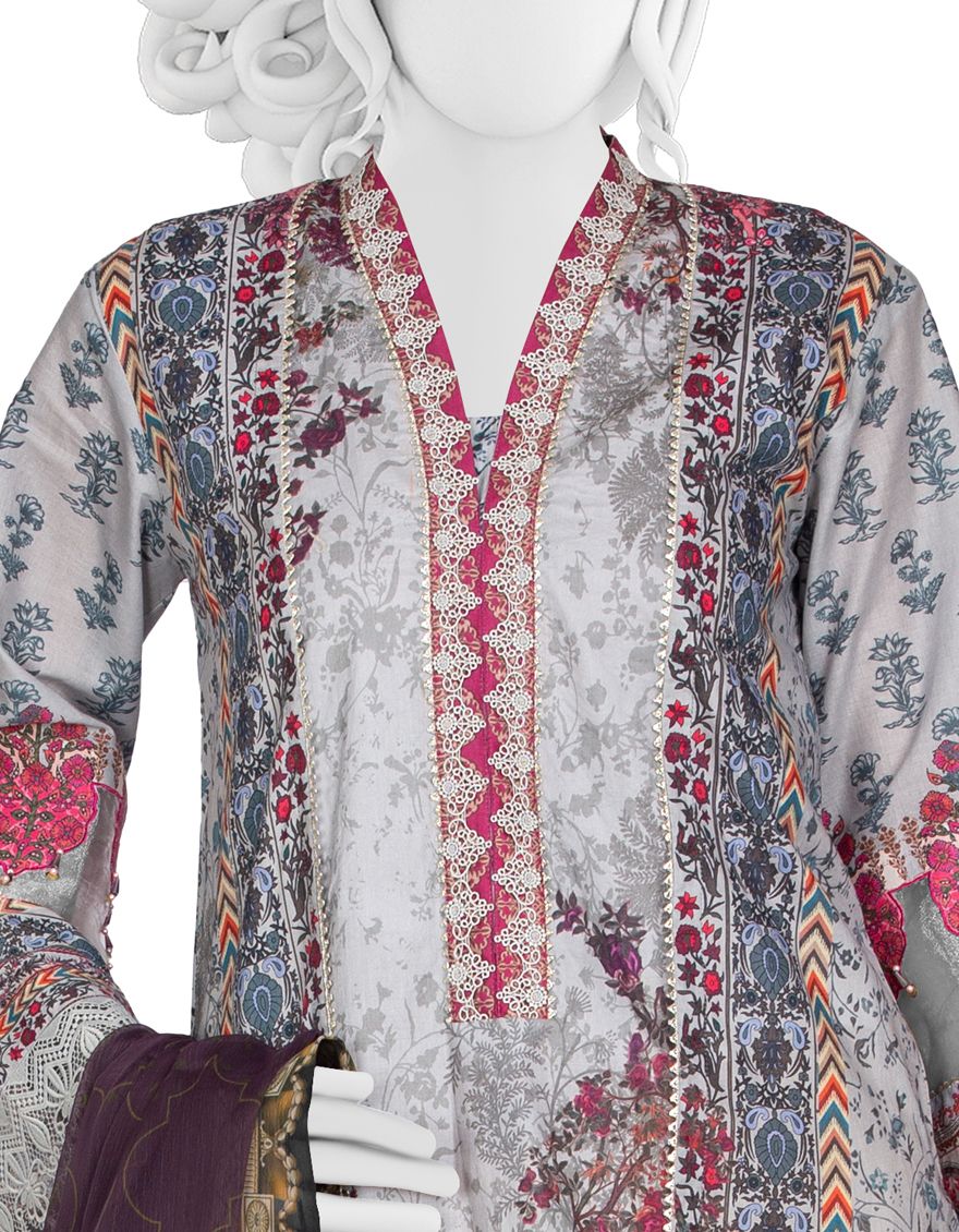 GREEN STRIPES E LAWN 2PC UNSTITCHED | JLAWN-S-JDS-US-21-1098/B PEACH - Image 2