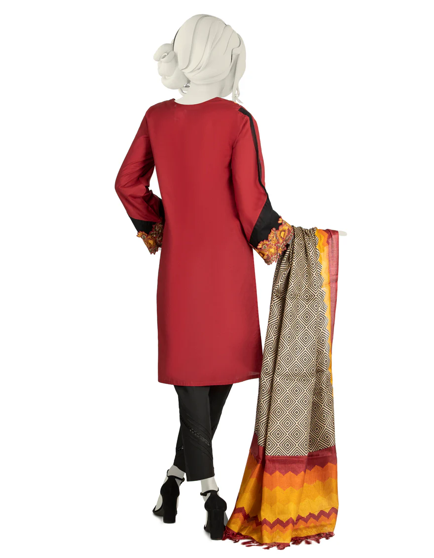 MAROON LAWN 2PC STITCHED | JLAWN-S-JDS-US-22-1001/S CHERRY - Image 3