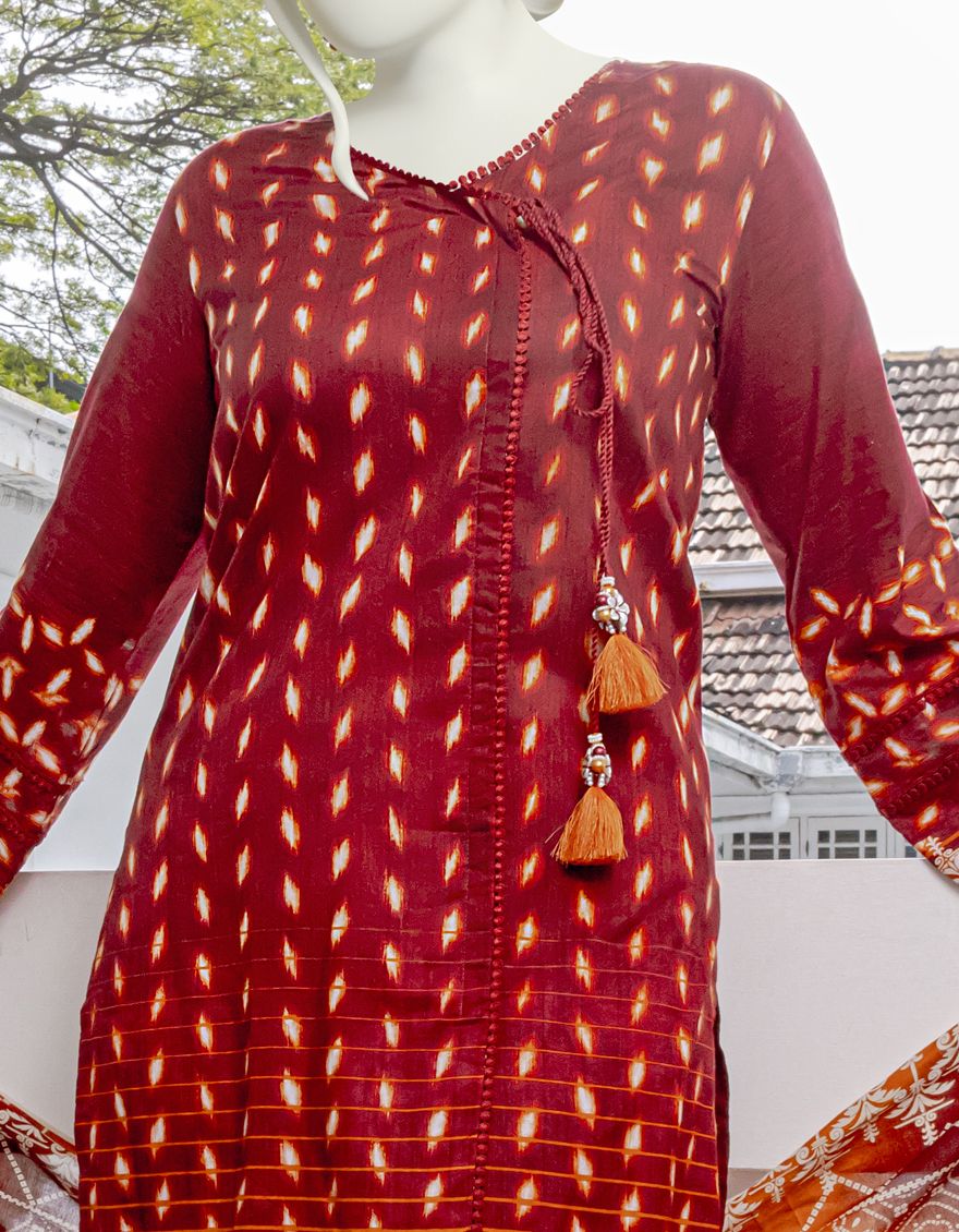 RED-YELLOW 2PC UNSTITCHED | JLAWN-S-JDS-US-22-1004 RED - Image 3