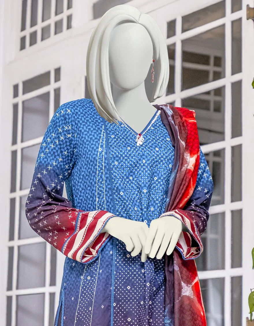 BLUE-RED 2PC UNSTITCHED | JLAWN-S-JDS-US-22-1005 CELESTIAL - Image 2