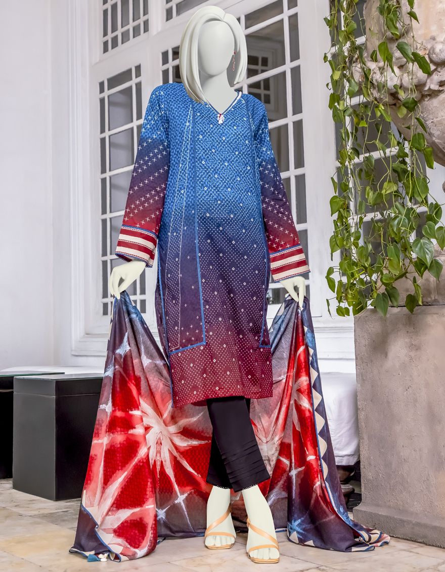 BLUE-RED 2PC UNSTITCHED | JLAWN-S-JDS-US-22-1005 CELESTIAL - Image 3
