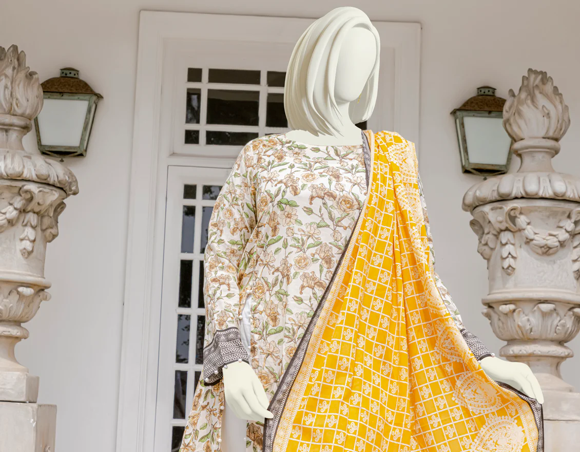 CREAM LAWN 2PC UNSTITCHED | JLAWN-S-JDS-US-22-1012 REET - Image 3
