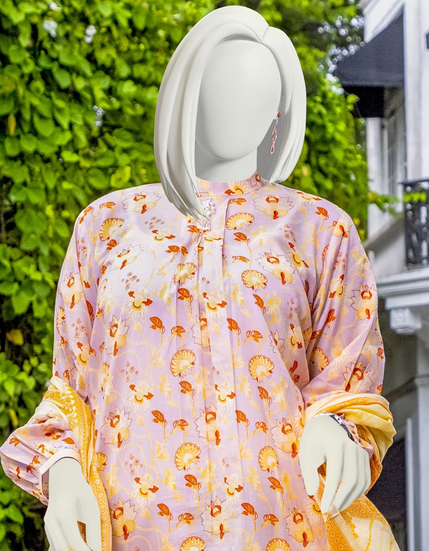 PINK 2PC UNSTITCHED | JLAWN-S-JDS-US-22-1013 FLORAL MELODY - Image 2
