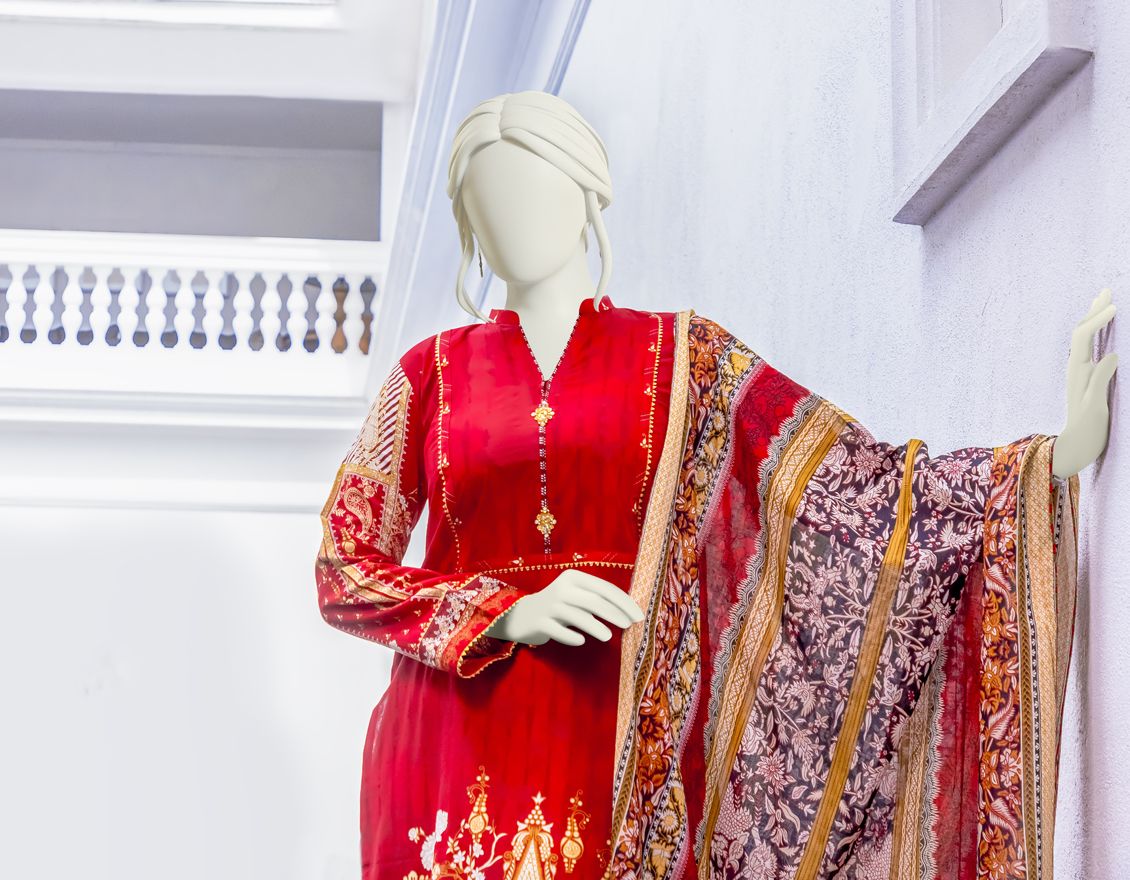 RED 2PC UNSTITCHED | JLAWN-S-JDS-US-22-1014 RANGBAGH (22-1041) - Image 2