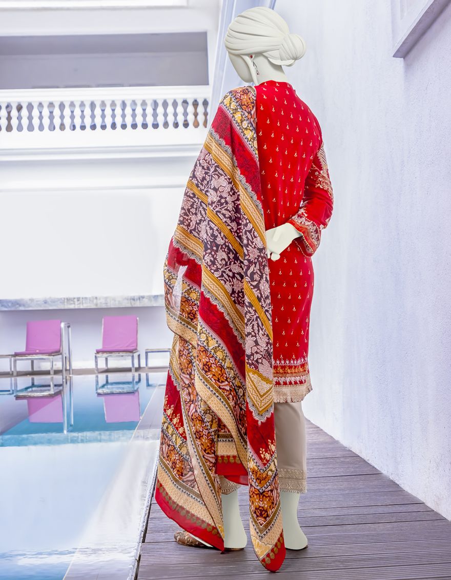 RED 2PC UNSTITCHED | JLAWN-S-JDS-US-22-1014 RANGBAGH (22-1041) - Image 3