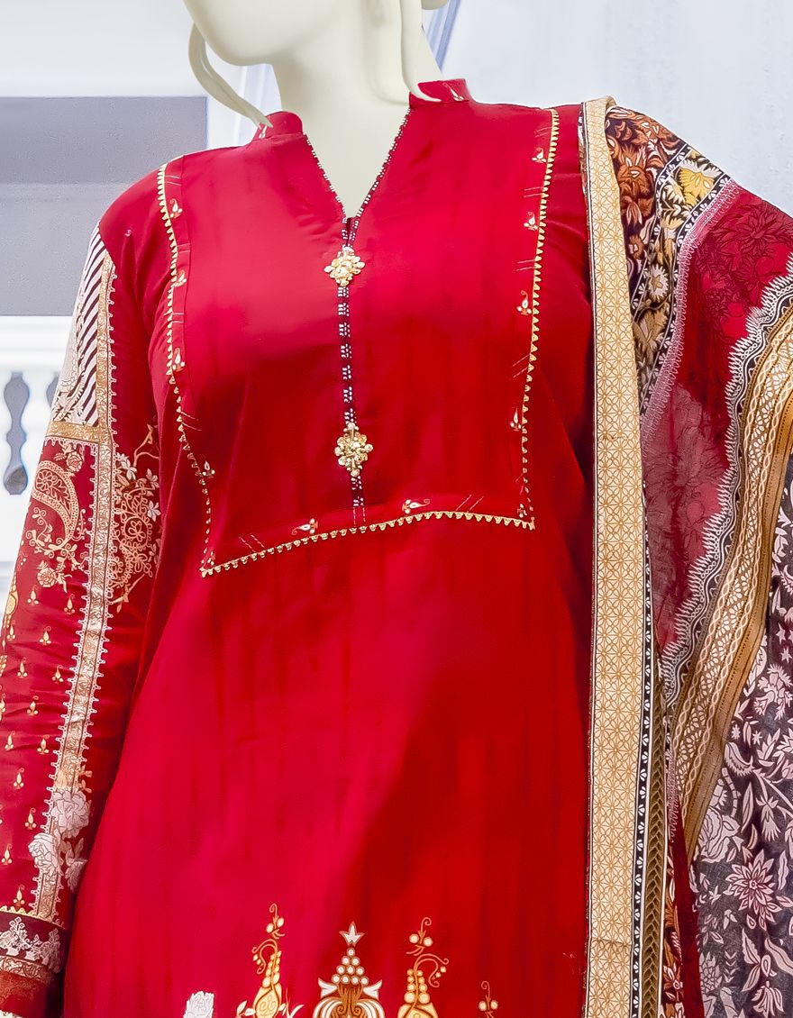 RED 2PC UNSTITCHED | JLAWN-S-JDS-US-22-1014 RANGBAGH (22-1041) - Image 4