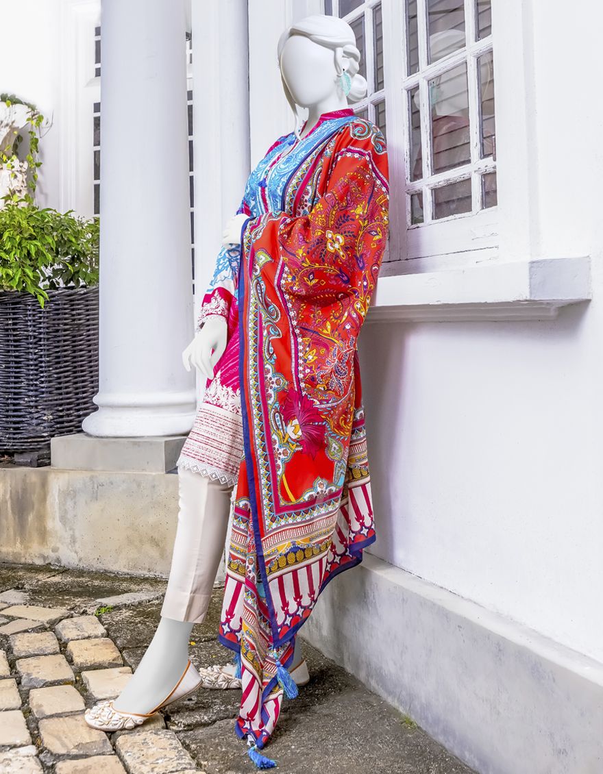 BLUE PINK 2PC UNSTITCHED | JLAWN-S-JDS-US-22-1015 PINK PAISLEY (22-1042) - Image 3