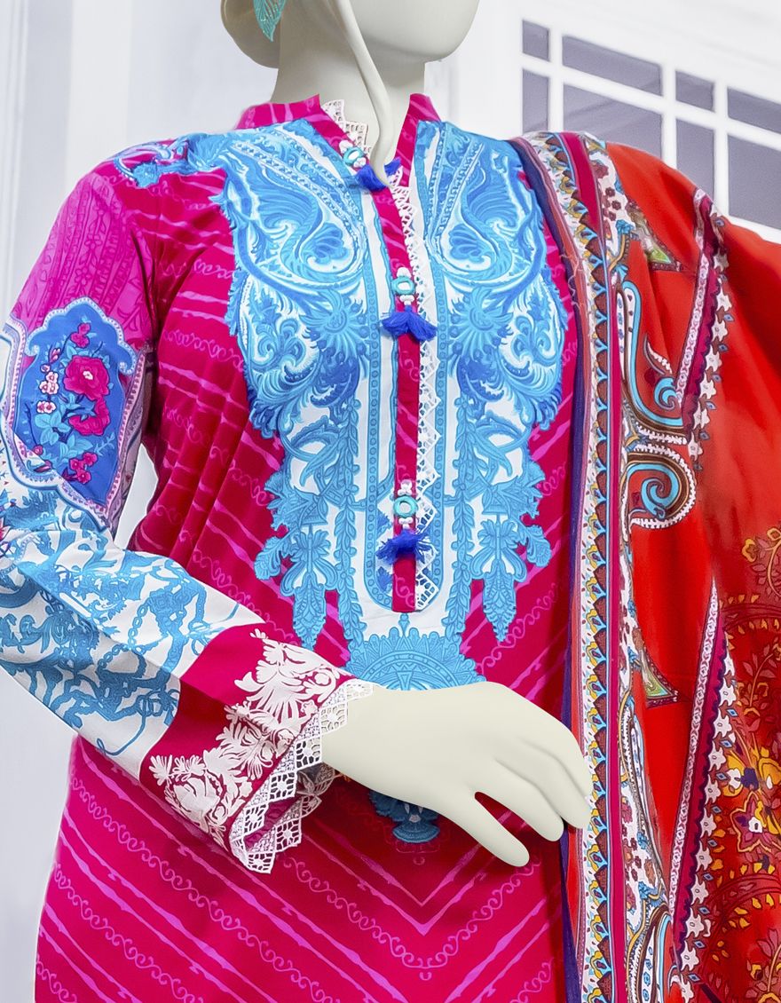 BLUE PINK 2PC UNSTITCHED | JLAWN-S-JDS-US-22-1015 PINK PAISLEY (22-1042) - Image 4