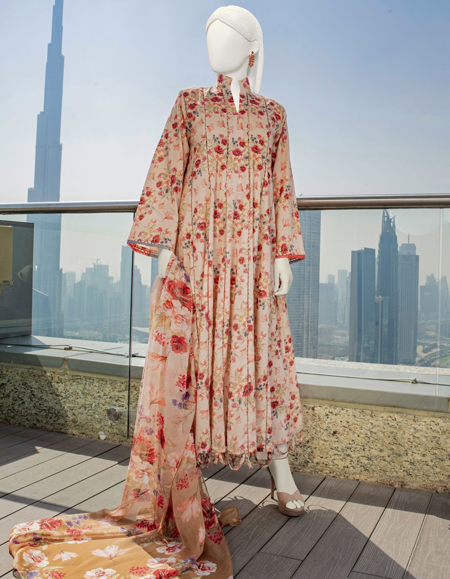 PEACH 2PC UNSTITCHED | JLAWN-S-JDS-US-22-1023 LAYLA