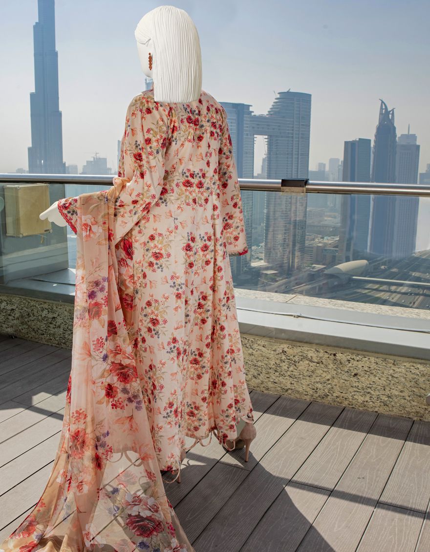 PEACH 2PC UNSTITCHED | JLAWN-S-JDS-US-22-1023 LAYLA - Image 3