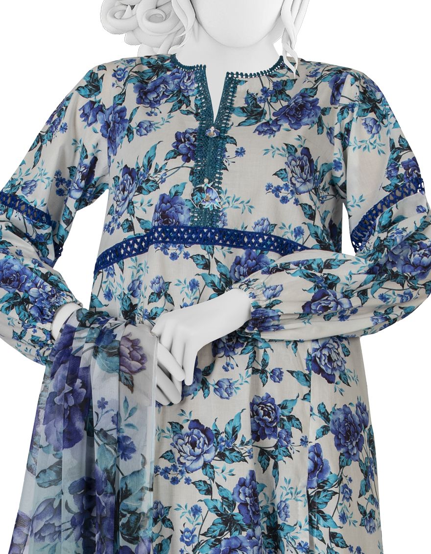 BLUE 2PC UNSTITCHED | JLAWN-S-JDS-US-22-1028 VICTORIA - Image 3