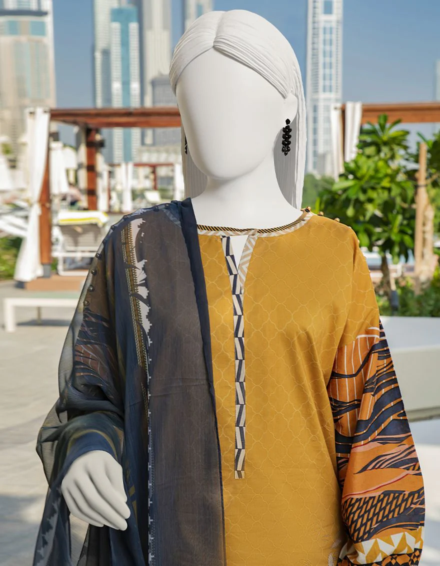 MUSTARD LAWN 2PC UNSTITCHED | JLAWN-S-JDS-US-22-1030 CHROME (22-1052) - Image 2