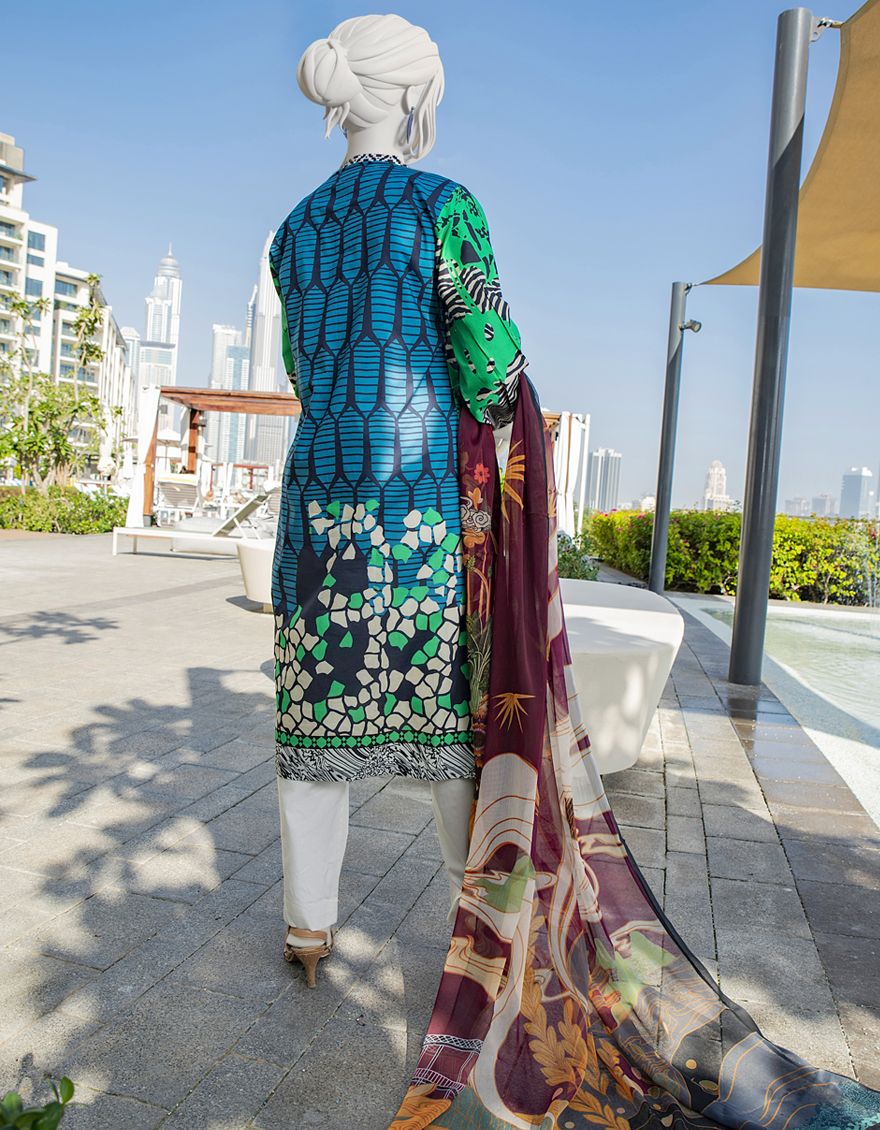 GREY BLUE LAWN 2PC UNSTITCHED | JLAWN-S-JDS-US-22-1031 BLUE N GREEN (22-1053) - Image 4