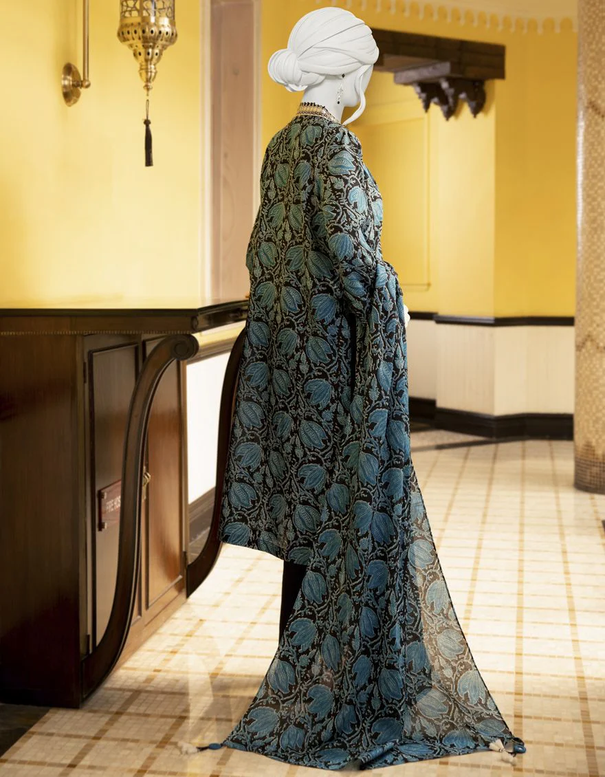 BLUE-BLACK LAWN 2PC UNSTITCHED | JLAWN-S-JDS-US-22-1034 UKIYO - Image 2