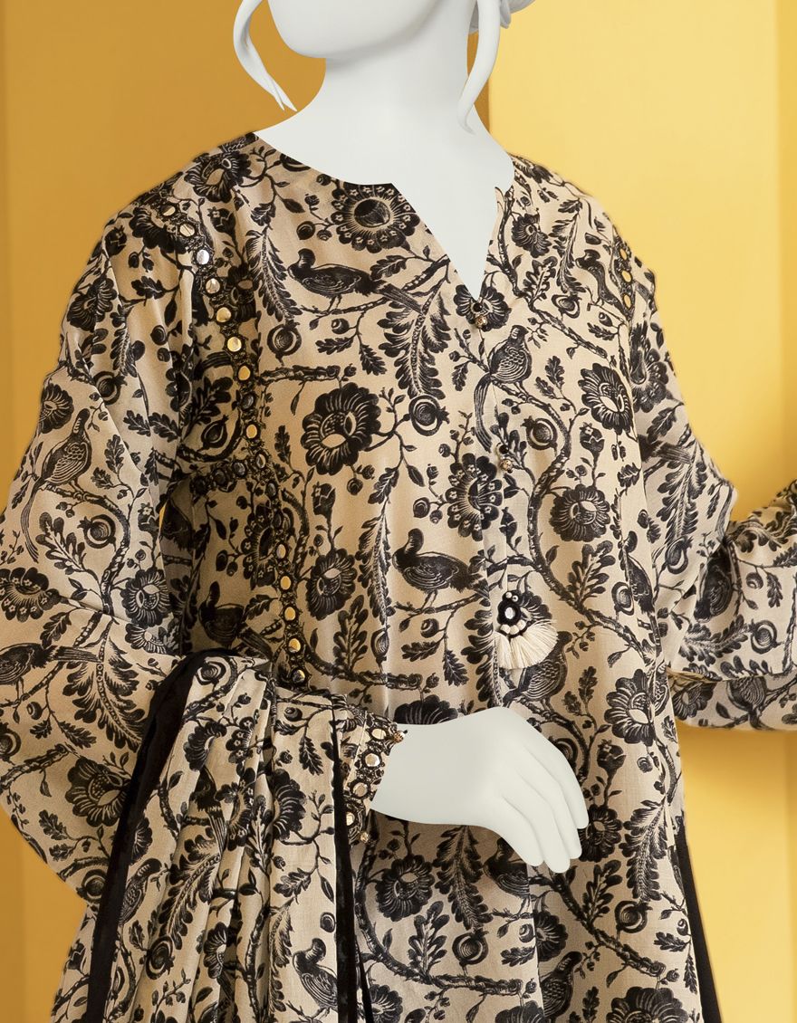 CREAM BLACK LAWN 2PC UNSTITCHED | JLAWN-S-JDS-US-22-1036 IKIGAI - Image 3