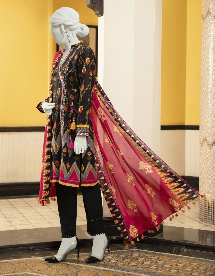 RED-BLACK LAWN 2PC UNSTITCHED | JLAWN-S-JDS-US-22-1044 DEEP MAROON (22-1061) - Image 4