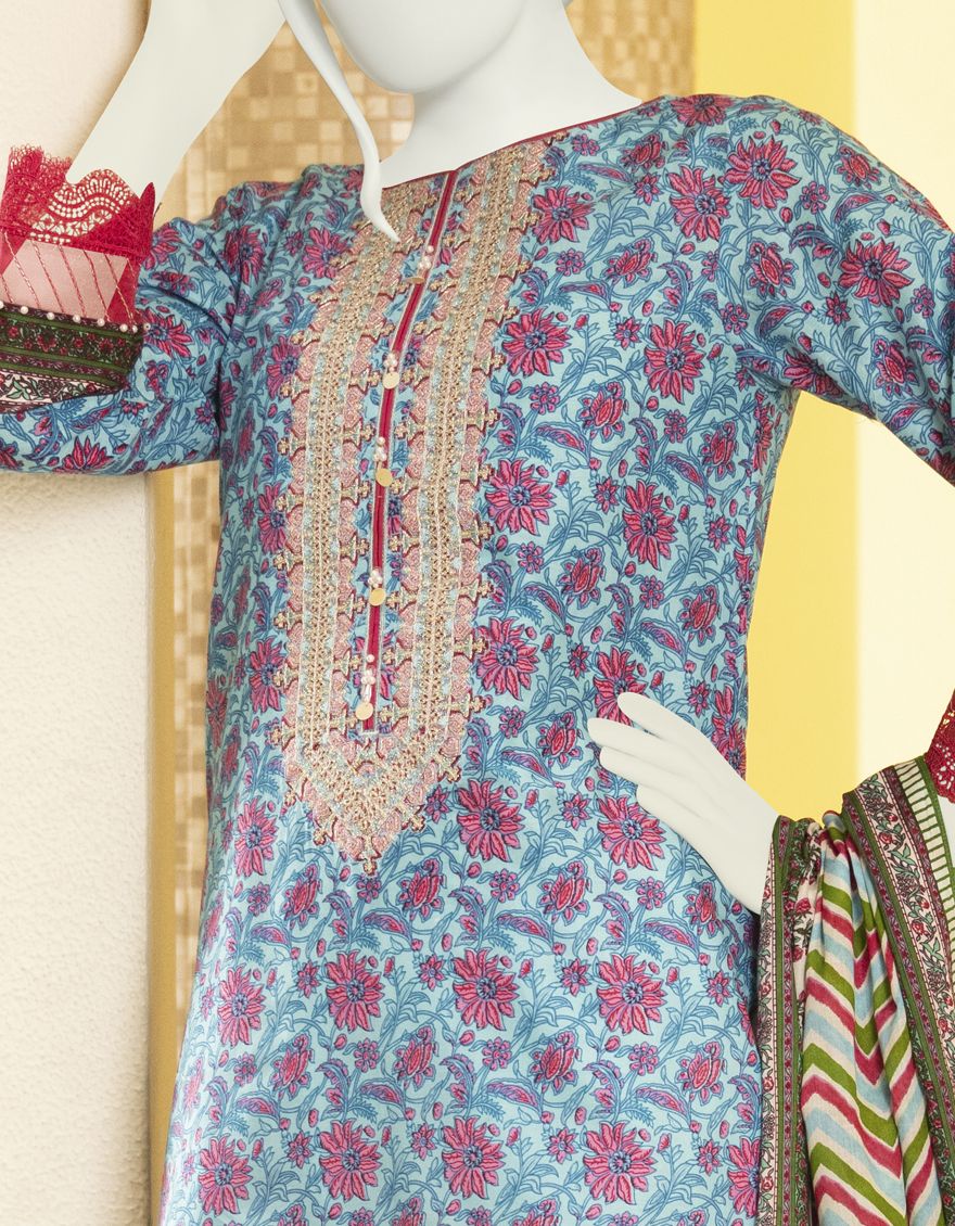 GREY BLUE LAWN 2PC UNSTITCHED | JLAWN-S-JDS-US-22-1048 IKSHA (22-1065) - Image 2