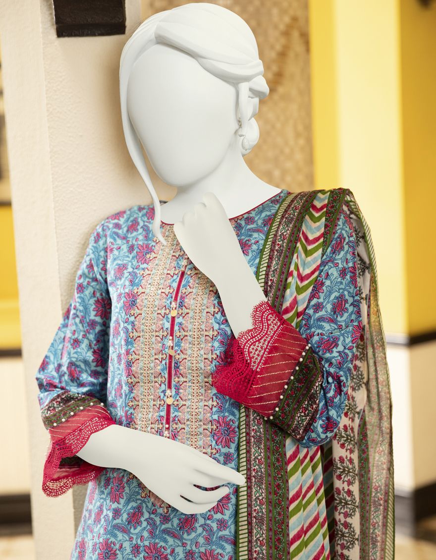 GREY BLUE LAWN 2PC UNSTITCHED | JLAWN-S-JDS-US-22-1048 IKSHA (22-1065) - Image 3