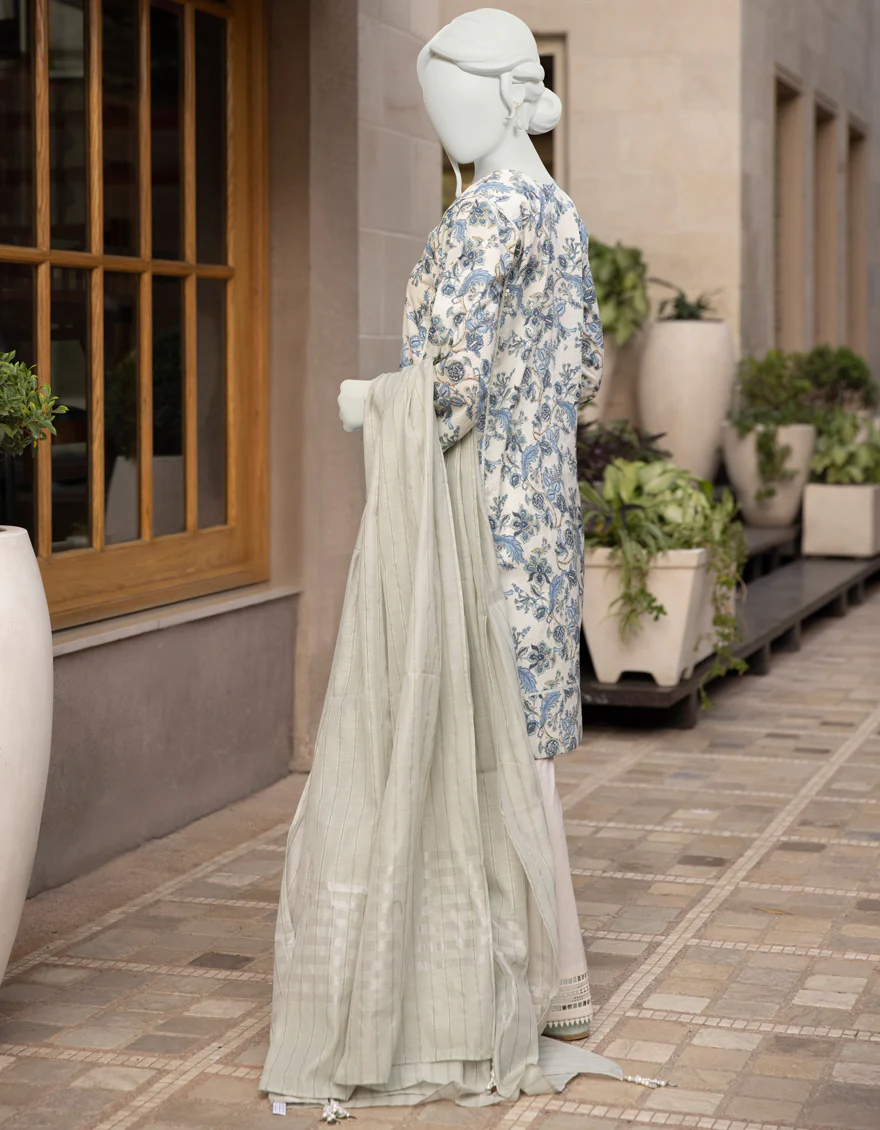 BLUE-OFF WHITE LAWN 2PC UNSTITCHED | JLAWN-S-JDS-US-22-1049 HOOPOE - Image 4