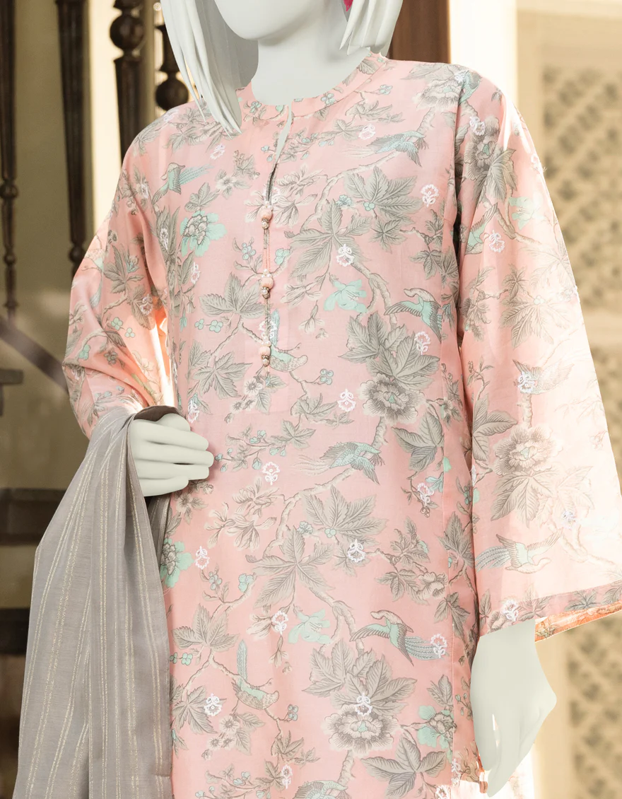 LIGHT PEACH LAWN 2PC UNSTITCHED | JLAWN-S-JDS-US-22-1050 PHEASANT - Image 2