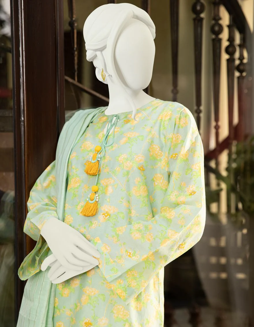 GREEN 2PC UNSTITCHED | JLAWN-S-JDS-US-22-1052 LORY - Image 3
