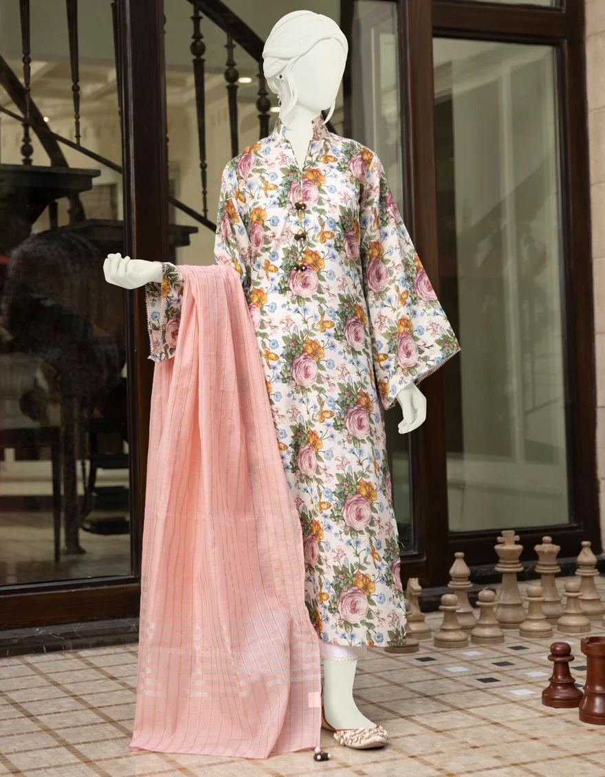 MULTICOLOR 2PC UNSTITCHED | JLAWN-S-JDS-US-22-1055 FLAMINGO