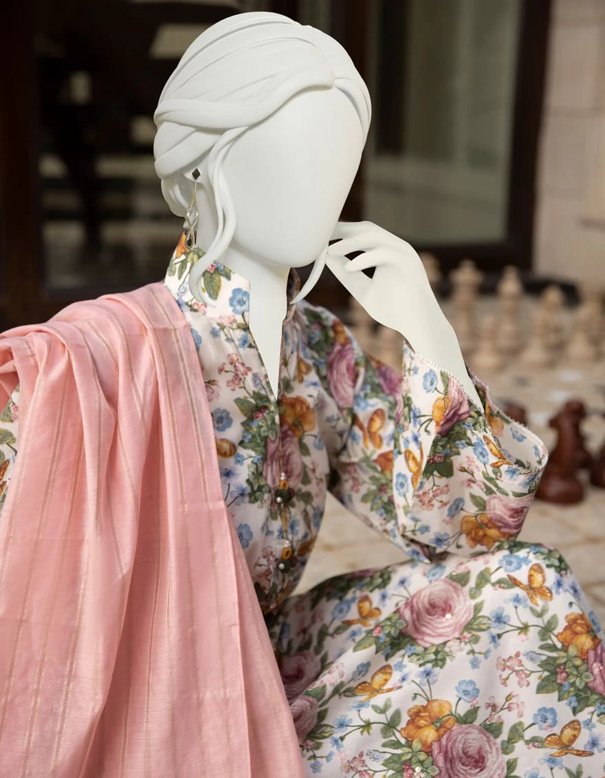 MULTICOLOR 2PC UNSTITCHED | JLAWN-S-JDS-US-22-1055 FLAMINGO - Image 3