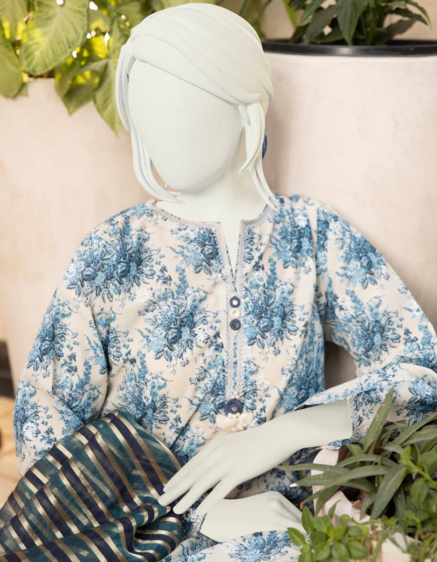 BLUE 2PC UNSTITCHED | JLAWN-S-JDS-US-22-1056 PARADISE - Image 3